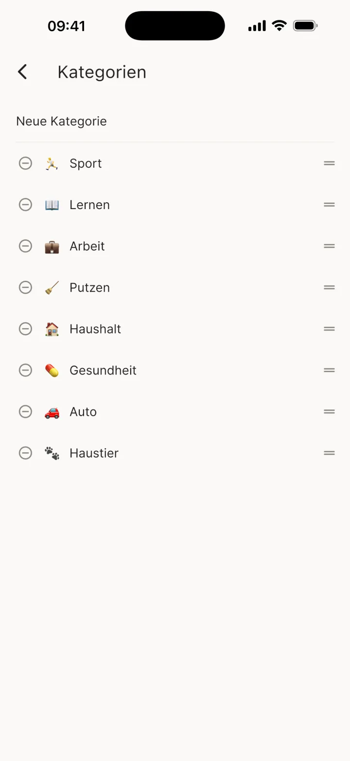Kategorien verwalten