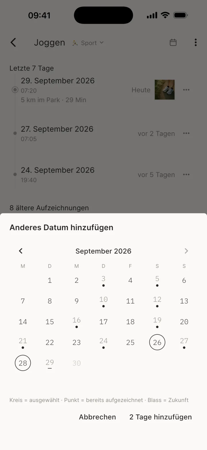 Anderes Datum hinzufügen