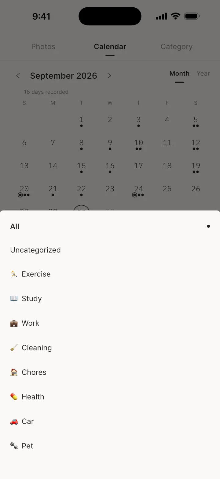 All categories filter