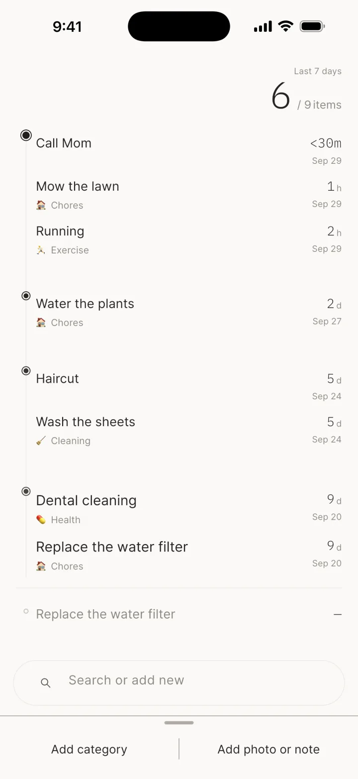 Undo / Add category