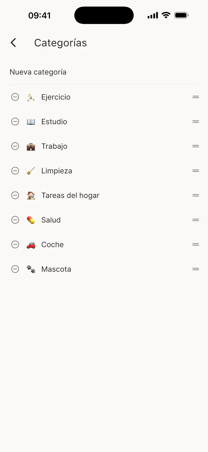 Gestionar categorías