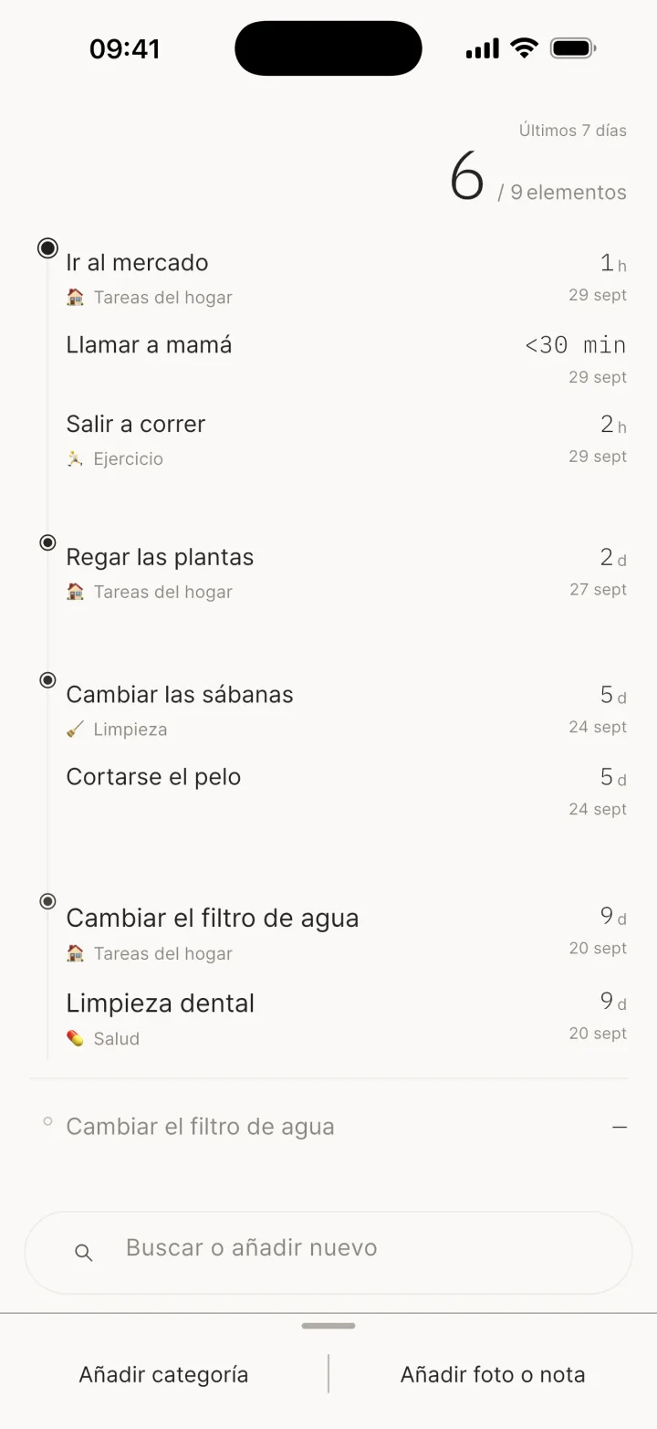 Deshacer / Añadir categoría