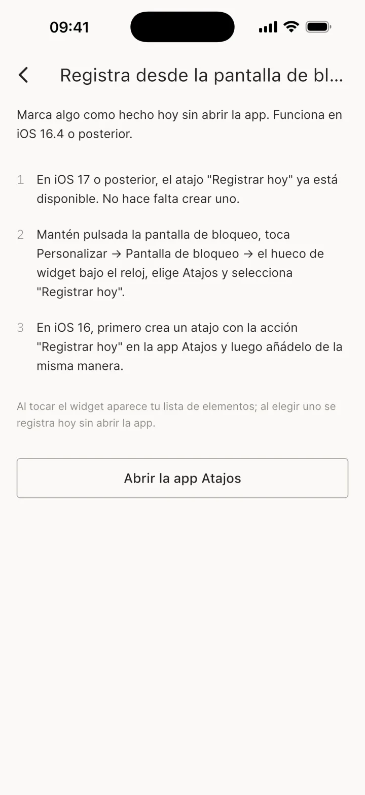 (iPhone y iPad) Registra desde la pantalla de bloqueo
