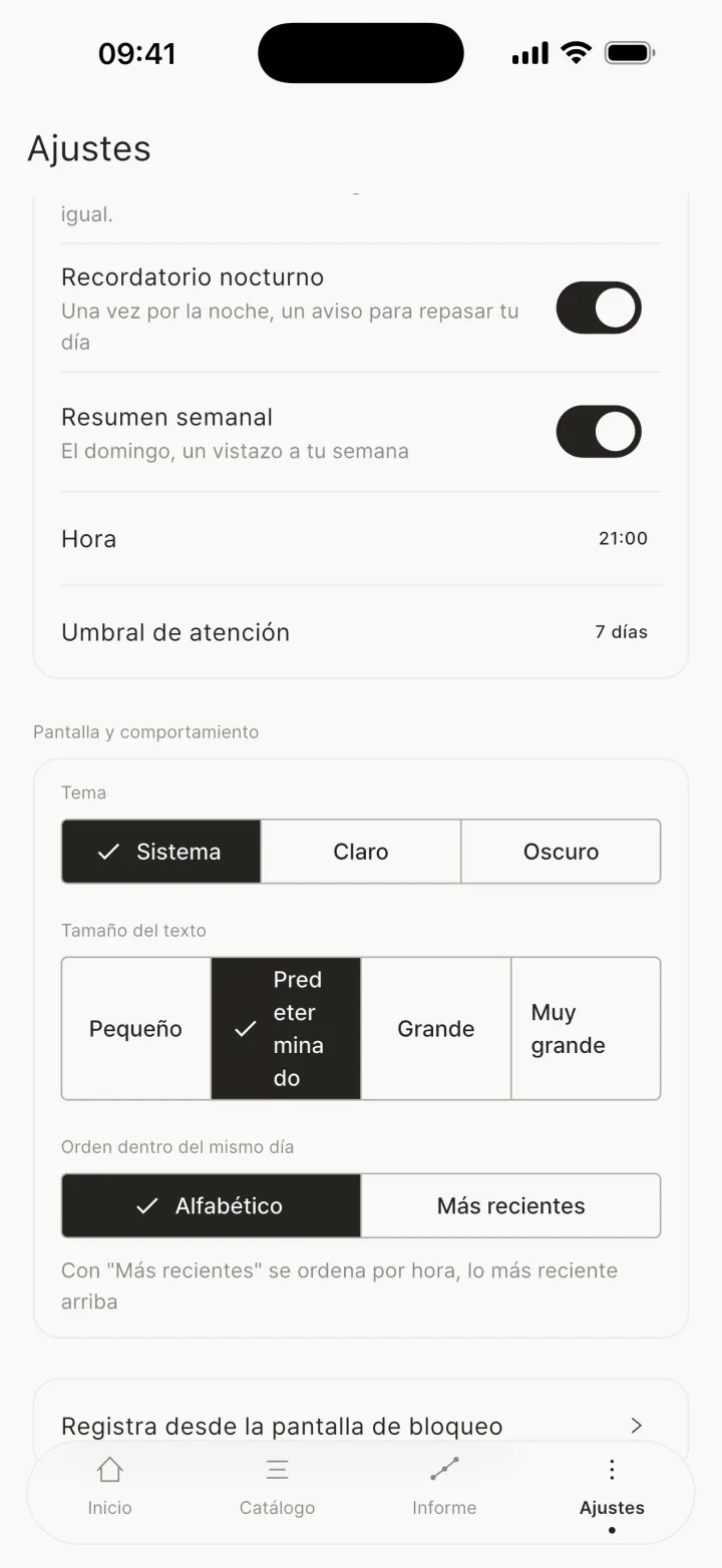 Recordatorio nocturno