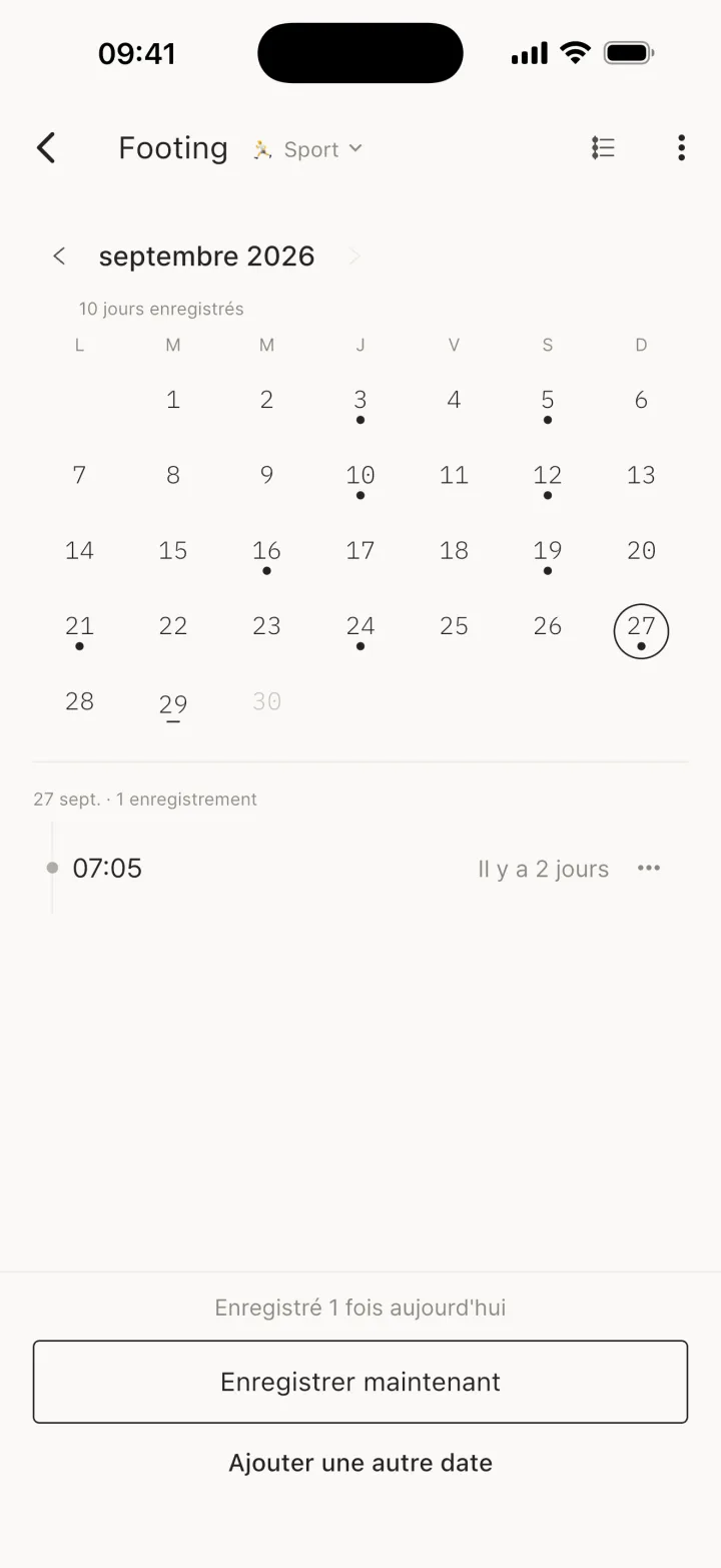 Vue calendrier / Vue chronologique