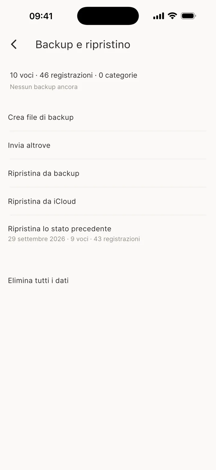 Backup e ripristino