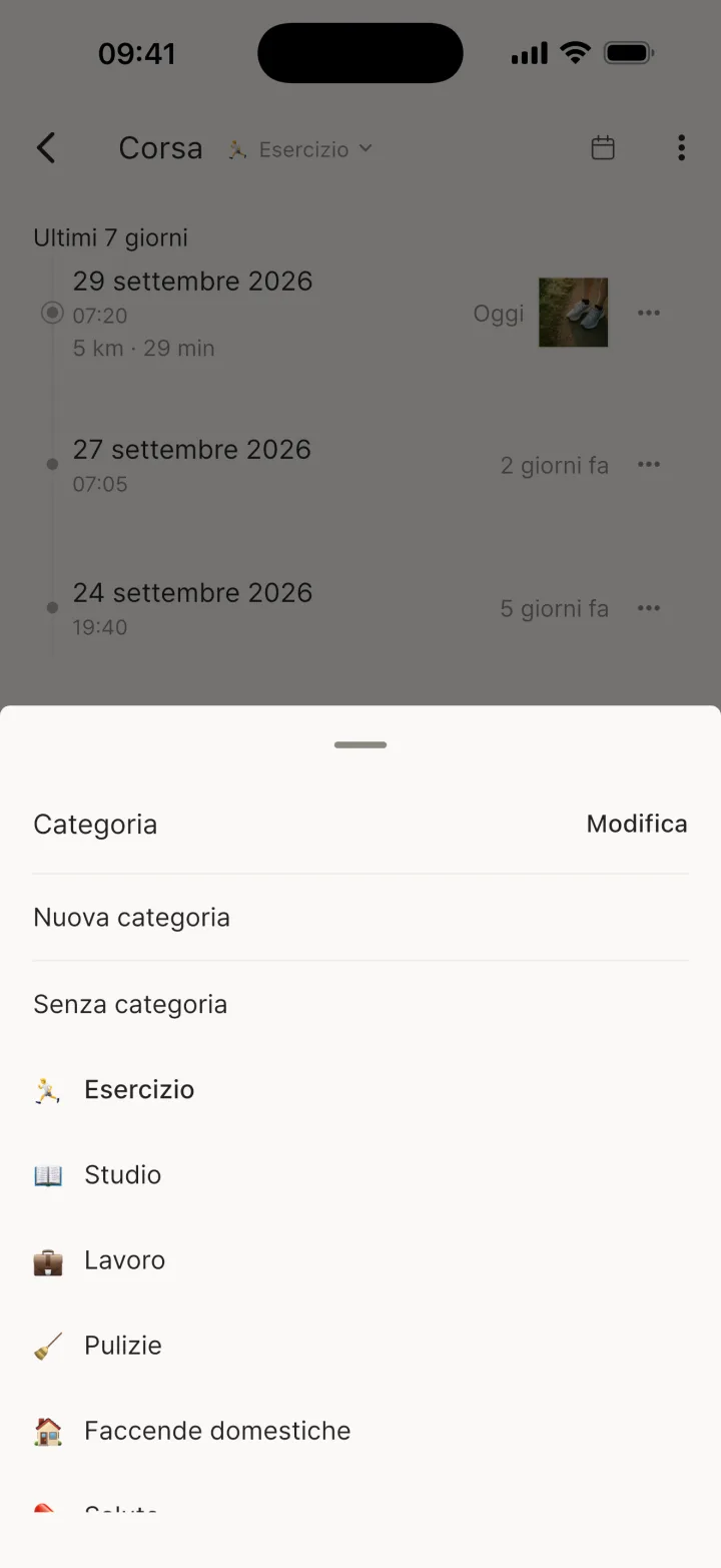 Foglio di scelta della categoria