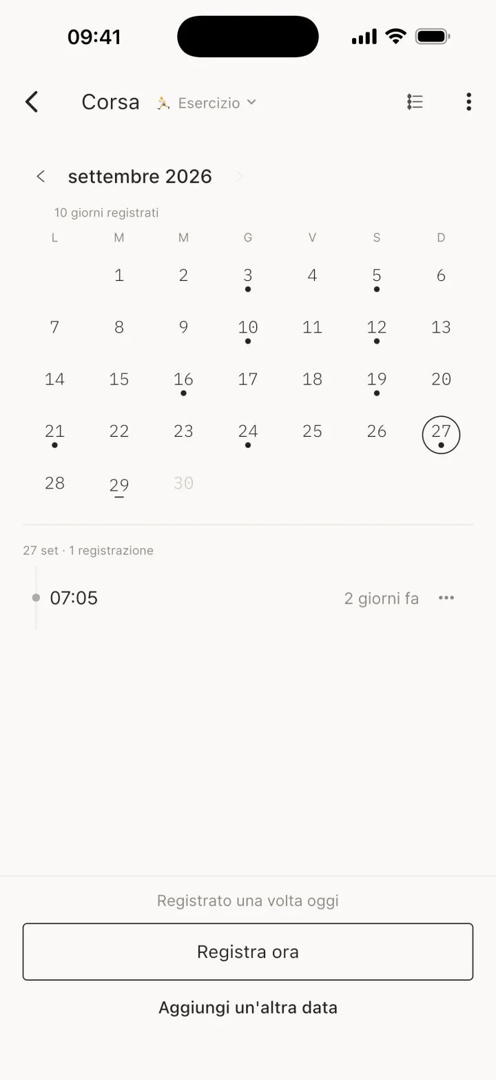 Vista calendario / Vista cronologica