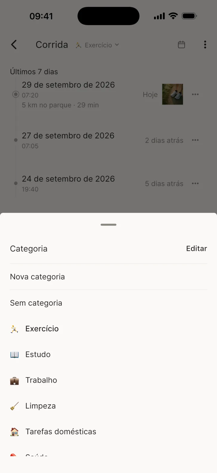 Painel de seleção de categoria
