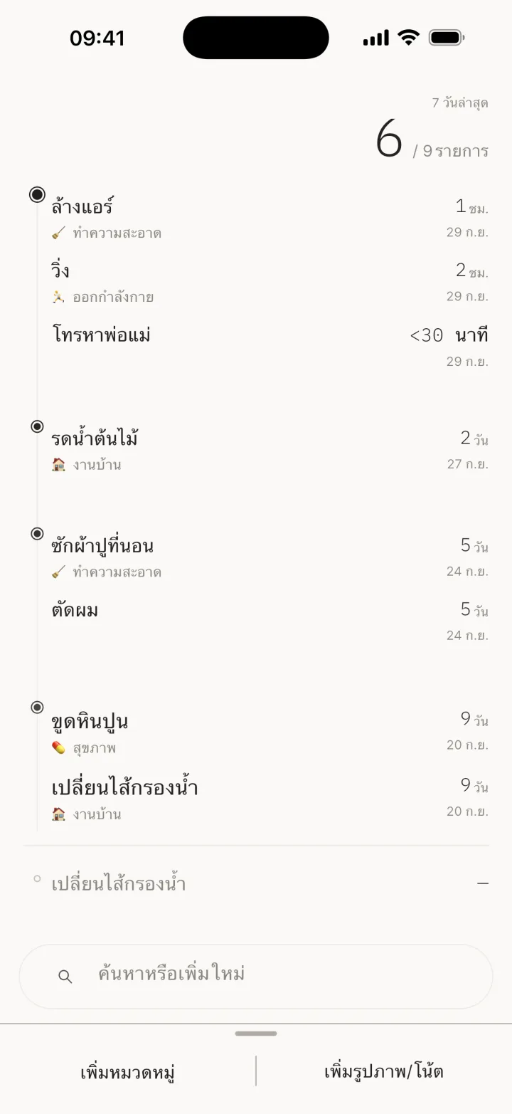 เลิกทำ / เพิ่มหมวดหมู่