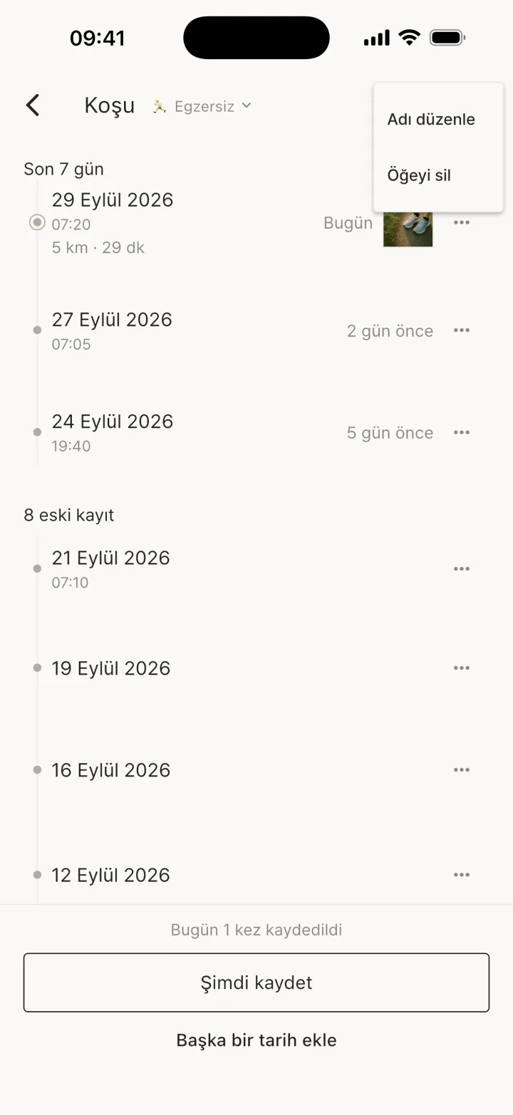 Diğer seçenekler menüsü — Adı düzenle