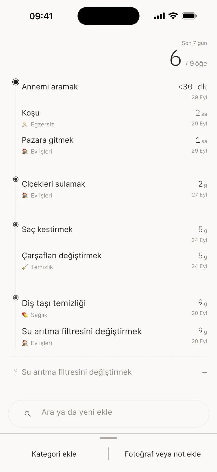 Geri al / Kategori ekle