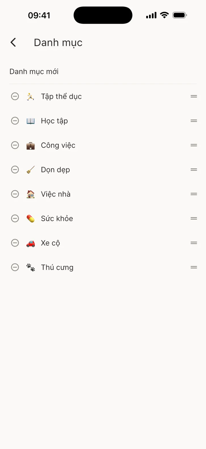 Quản lý danh mục