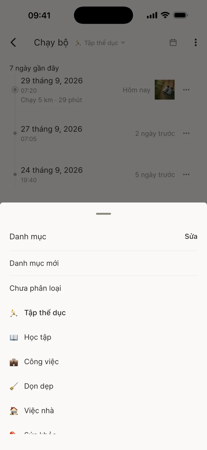 Bảng chọn danh mục