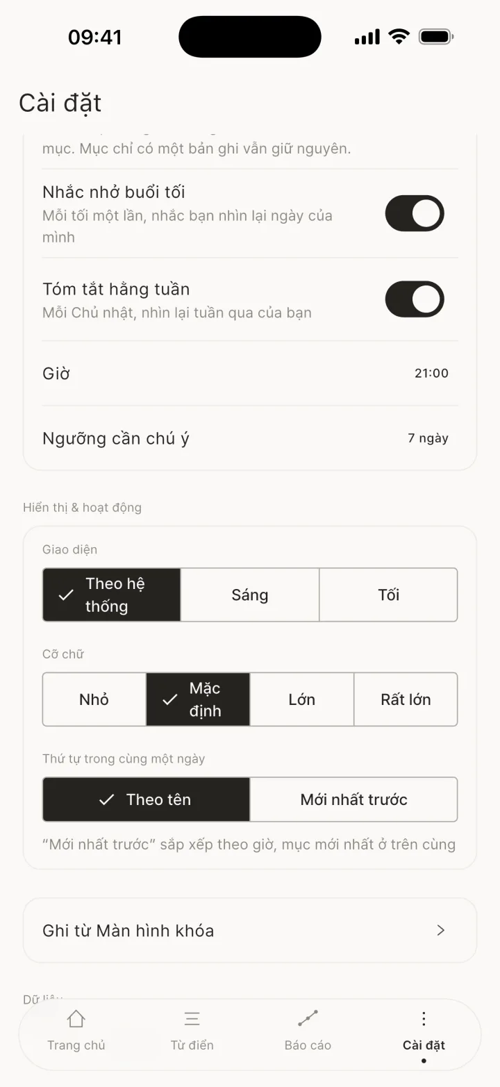 Nhắc nhở buổi tối