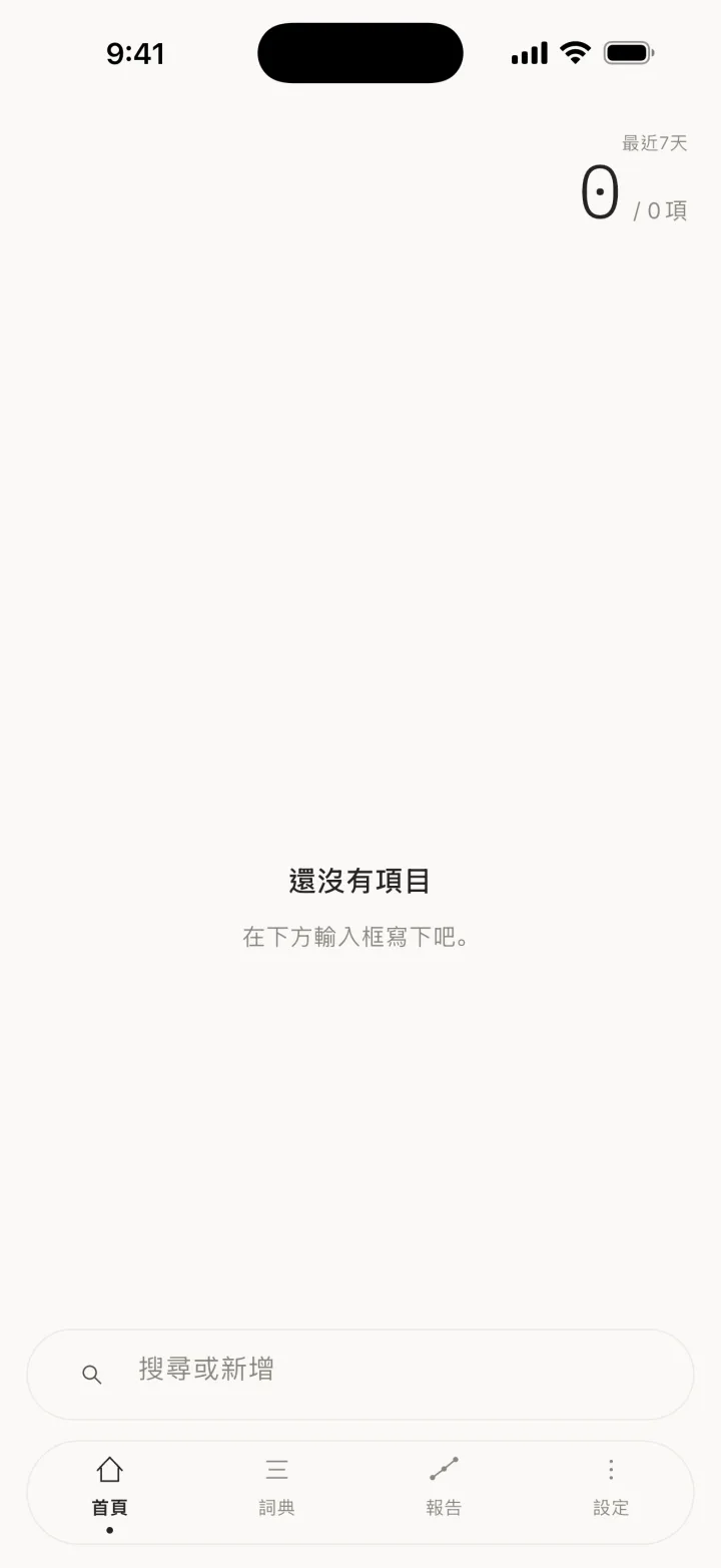 沒有項目時