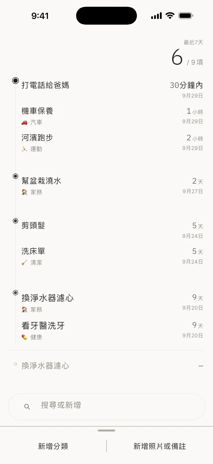 復原 / 新增分類