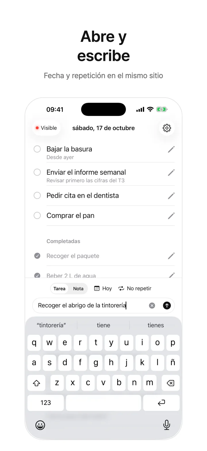 Abre y escribe — Fecha y repetición en el mismo sitio