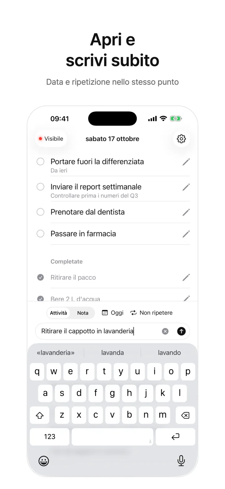 Apri e scrivi subito — Data e ripetizione nello stesso punto
