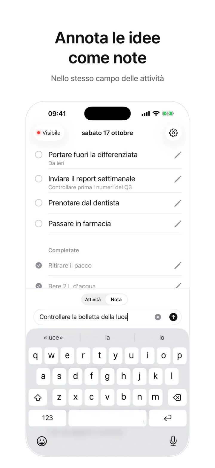 Annota le idee come note — Nello stesso campo delle attività