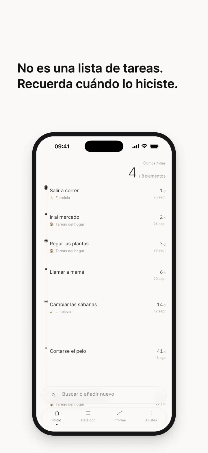No es una lista de tareas. Recuerda cuándo lo hiciste.