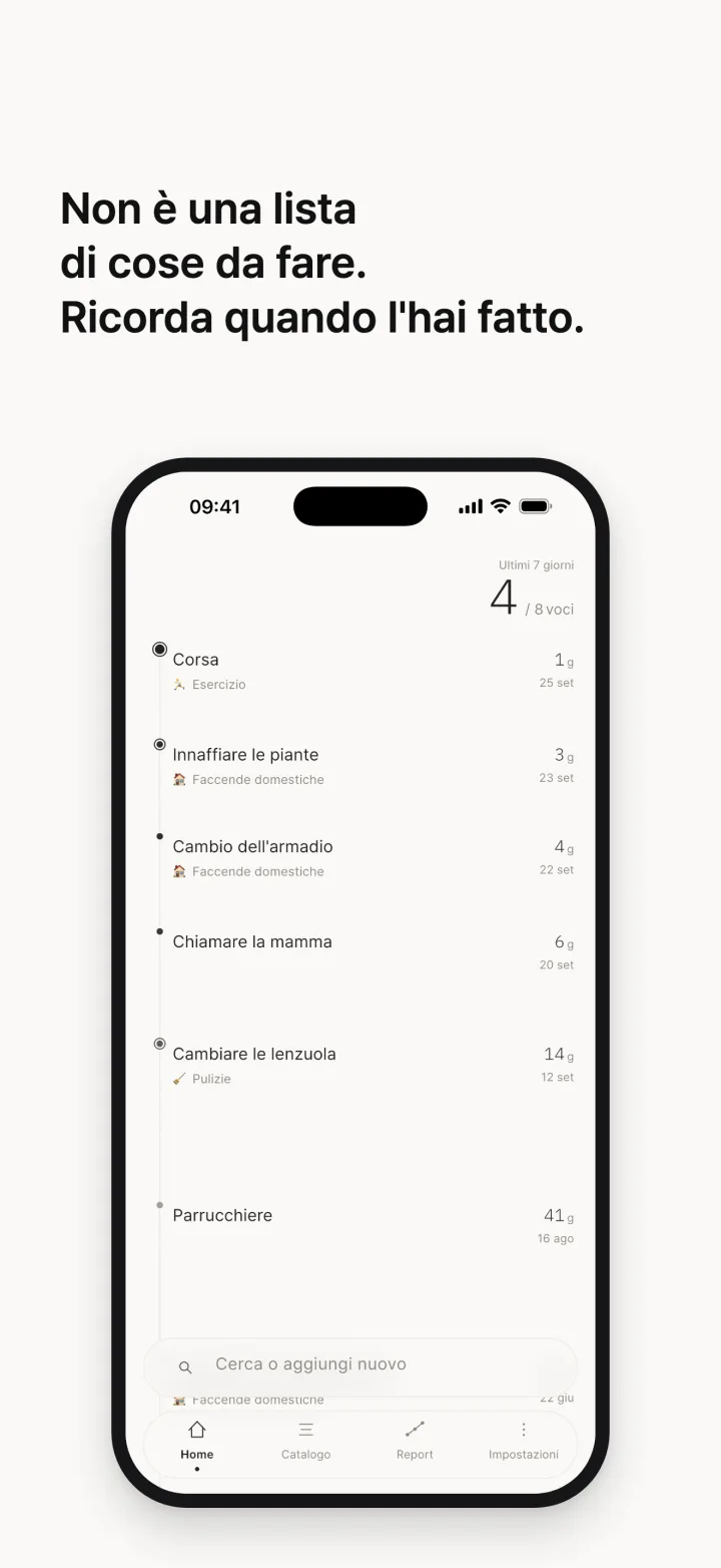 Non è una lista di cose da fare. Ricorda quando l'hai fatto.