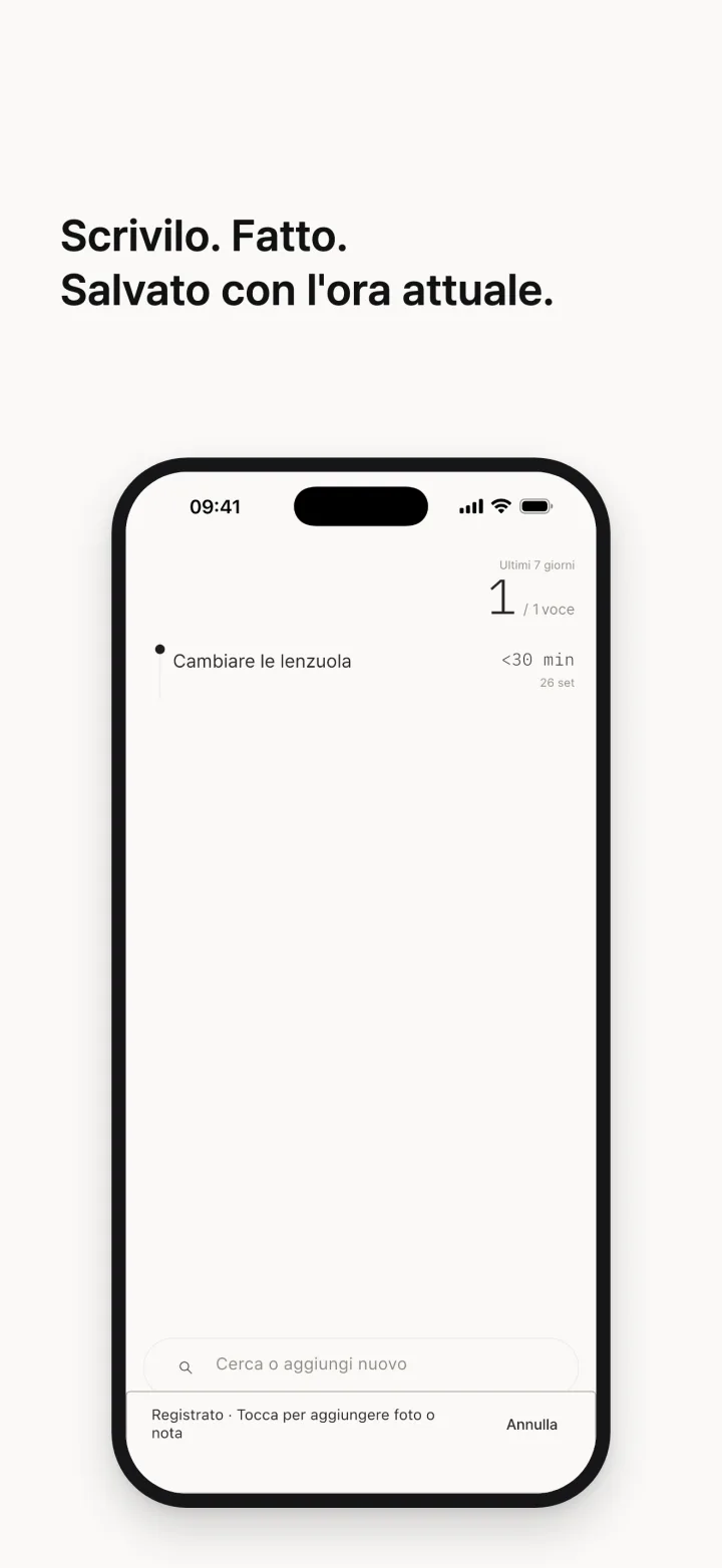 Scrivilo. Fatto. Salvato con l'ora attuale.